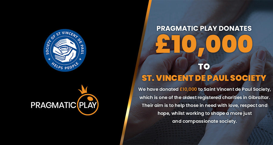 プラグマティック・プレイが聖ビンセント・ド・ポール協会を支援 ヴィンセント・ド・ポール・ソサエティーに1万ポンドを寄付
