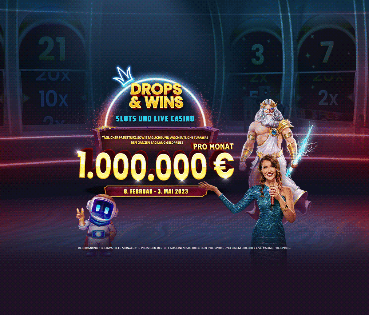 Drops and Wins tablet banner