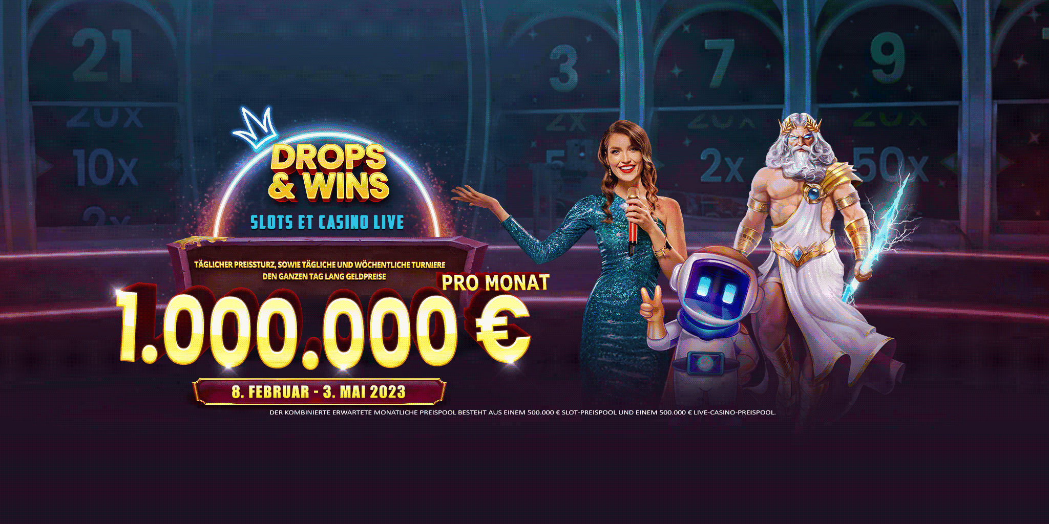 Drops and Wins ultrawide banner