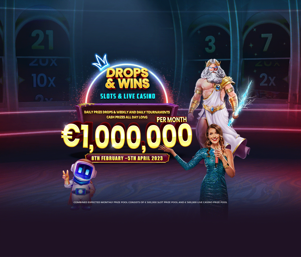 Drops and Wins tablet banner