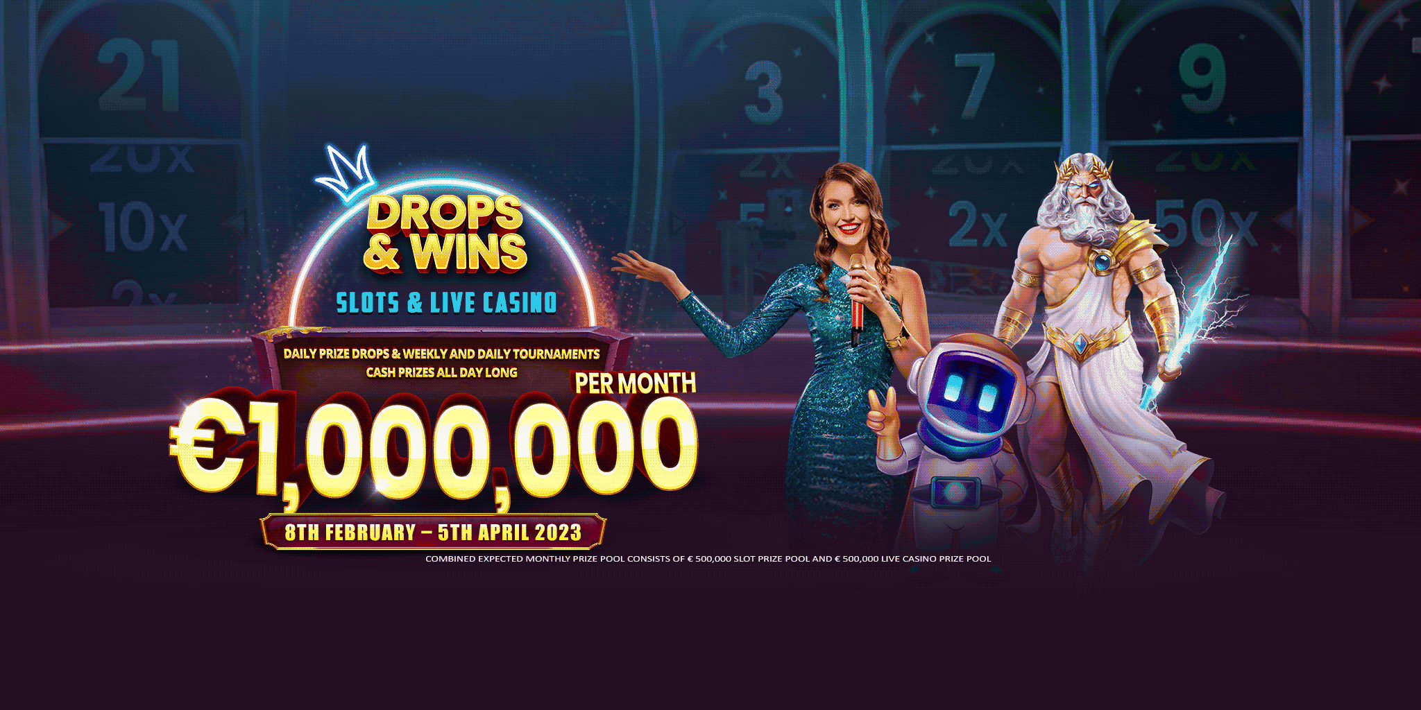 Drops and Wins ultrawide banner
