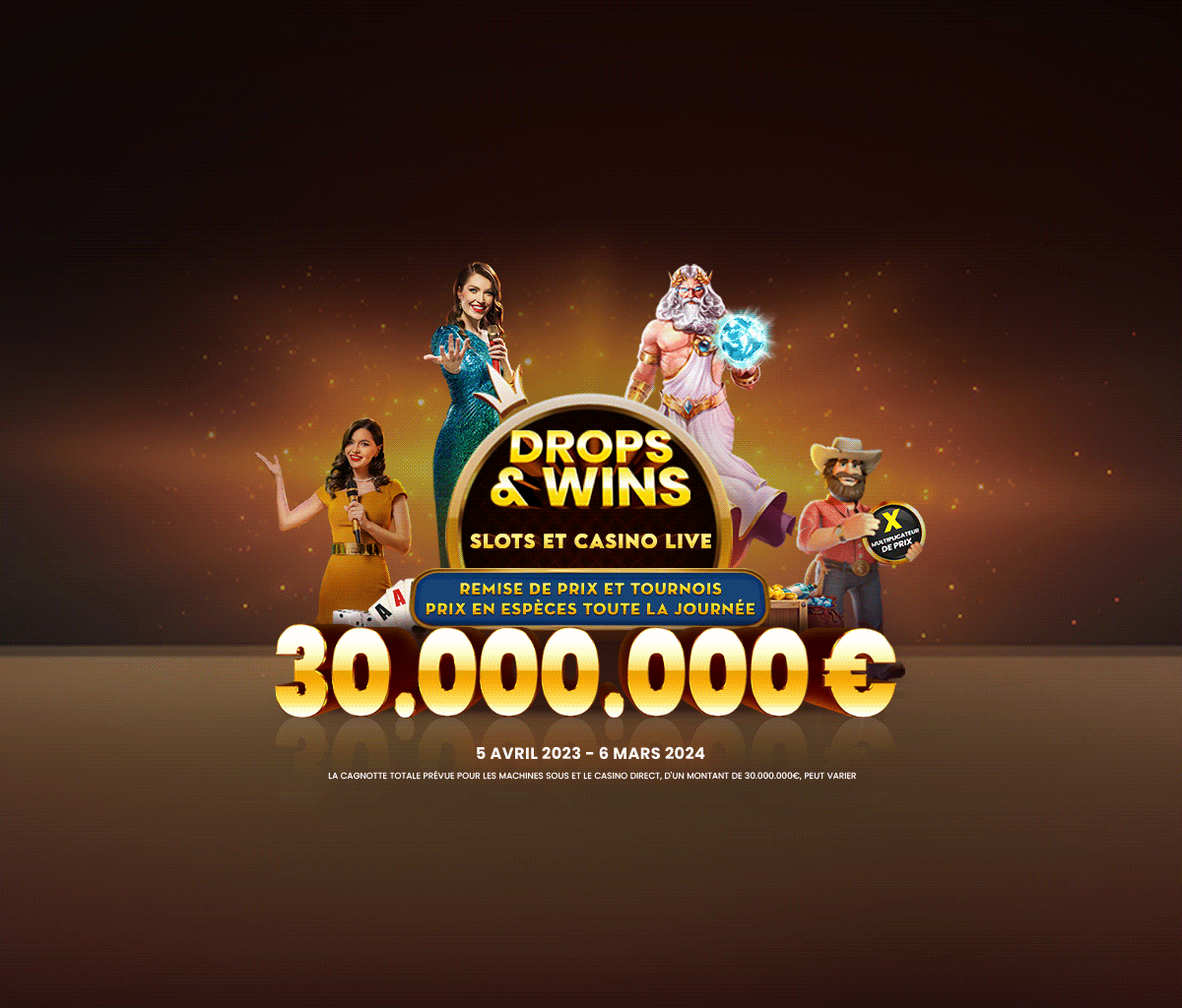 Drops and Wins tablet banner