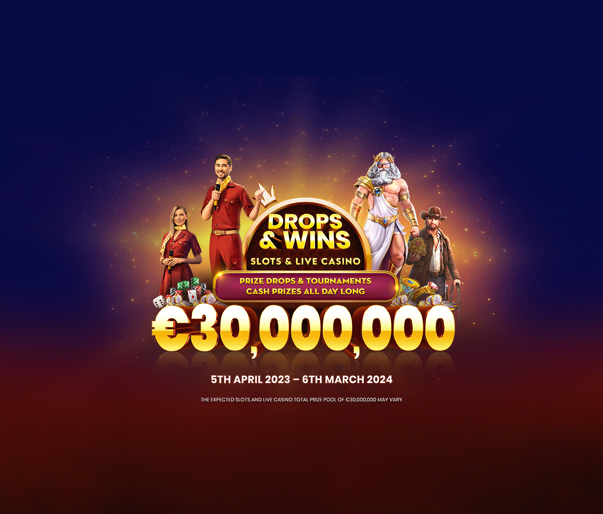 Drops and Wins tablet banner