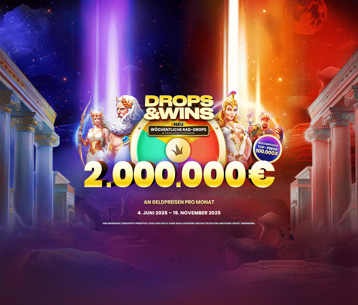 Drops and Wins tablet banner