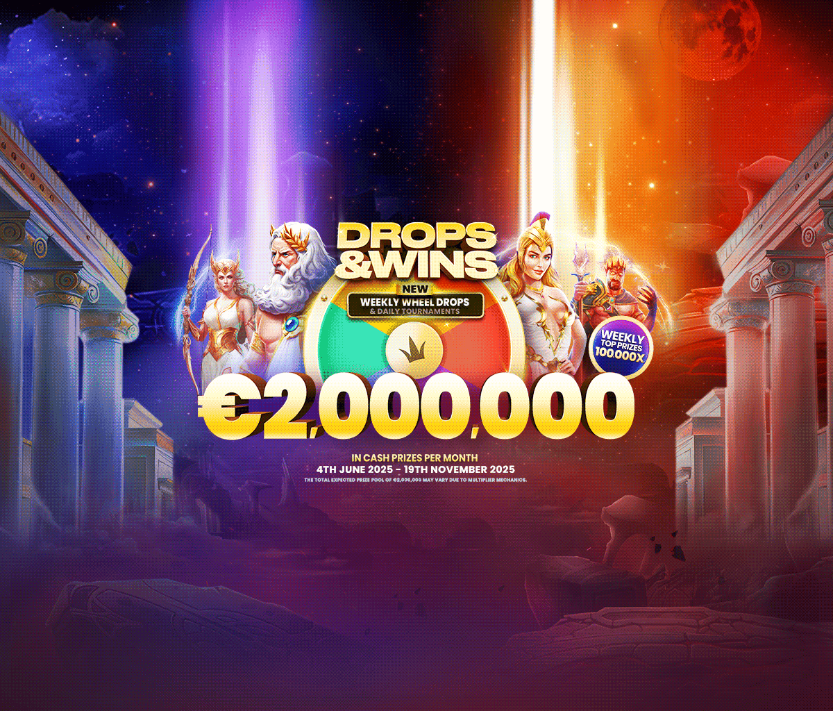 Drops and Wins tablet banner